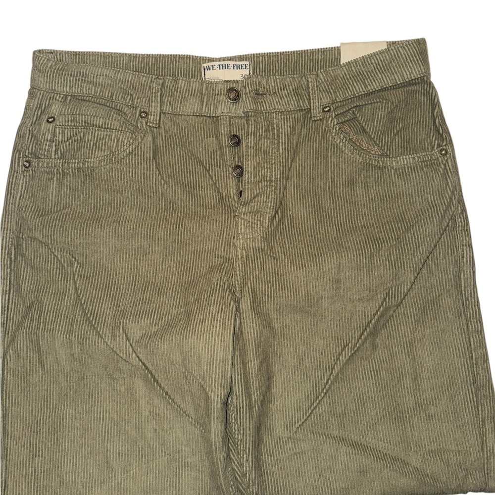 NWT We the Free Women’s Pax Slim Cord Boyfriend Jeans Olive Green 30” Corduroy - Picture 3 of 11